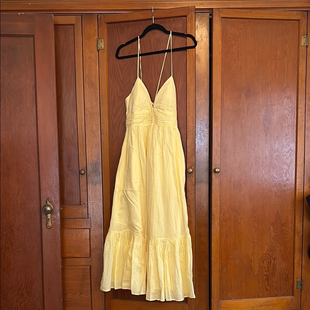 Abercrombie & Fitch Light Yellow Spaghetti-Strap Maxi Dress